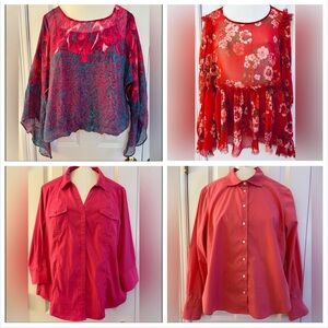 Lands’ End & More, Women’s Sz XL, 4-Pc. Bundle Pink Hues Tops, EUC, Value = $276